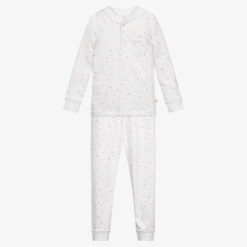 Marie-Chantal - White Pima Cotton Long Pyjamas | Childrensalon