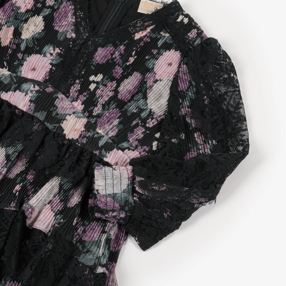 Marlo Kids-Black Purple Floral Dress | Childrensalon Outlet