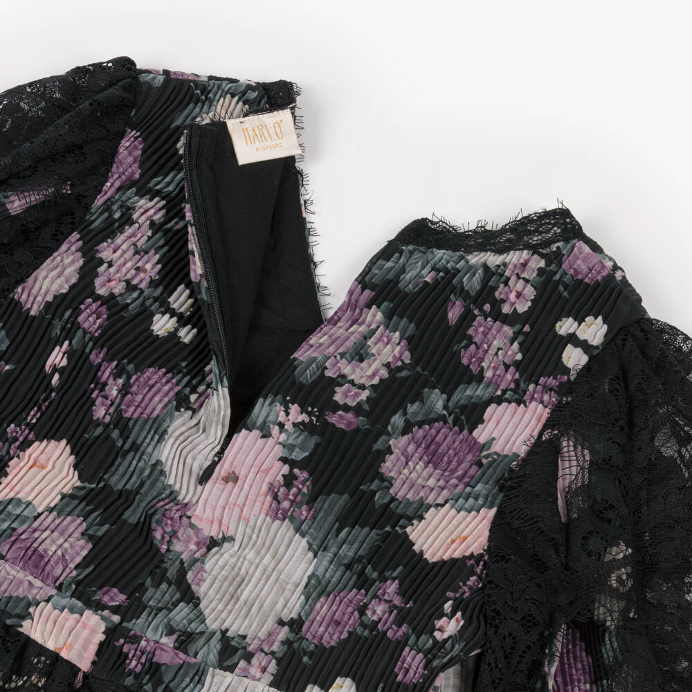 Marlo Kids-Black Purple Floral Dress | Childrensalon Outlet