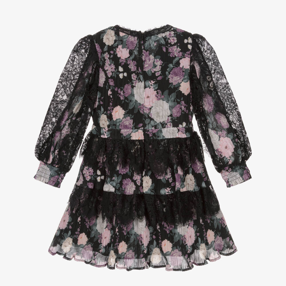 Marlo Kids-Black Purple Floral Dress | Childrensalon Outlet