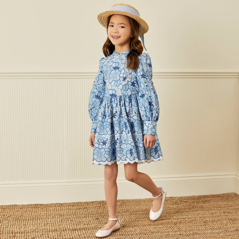 Girls navy floral dress clearance