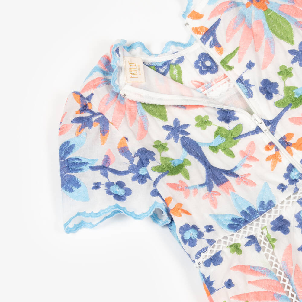 Marlo Kids-فستان قطني أزرق مزهر للبنات | Childrensalon Outlet