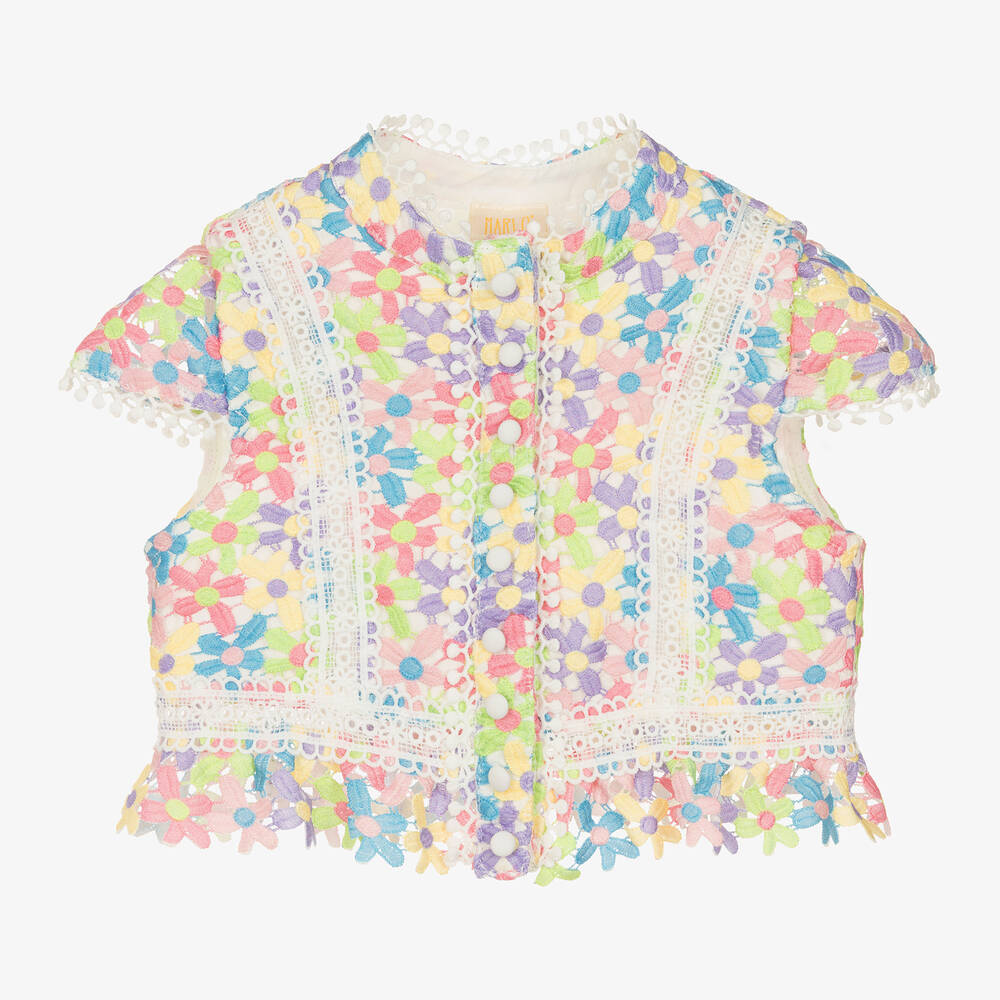 Marlo Kids-بلوزة دانتيل جوبير بطبعة ورود ملونة | Childrensalon Outlet