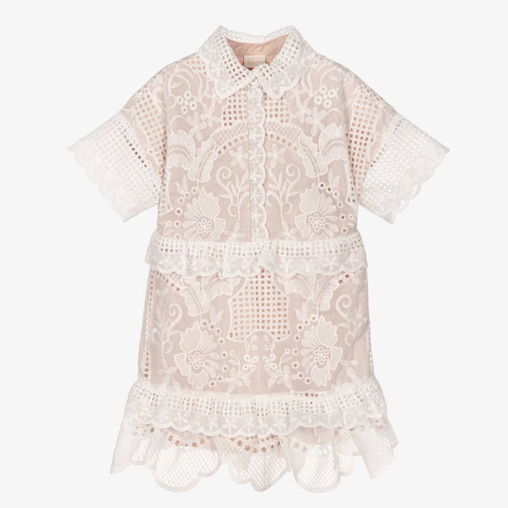 Marlo Kids-Girls Elegant Ivory Lace Dress | Childrensalon Outlet