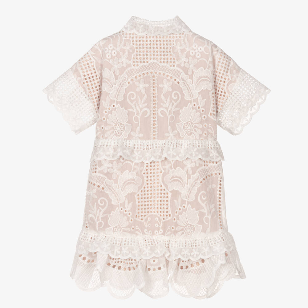 Marlo Kids-Girls Elegant Ivory Lace Dress | Childrensalon Outlet