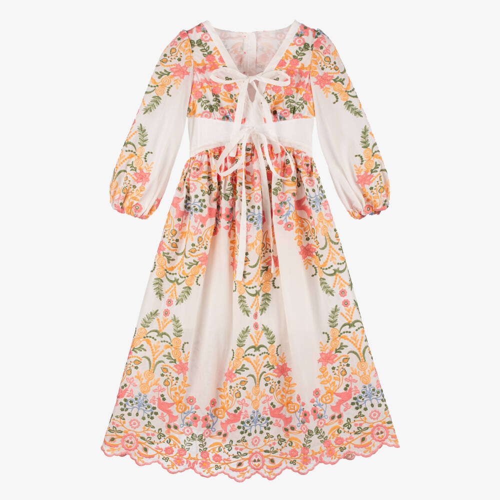 Marlo Kids-Girls Embroidered Floral Cotton Dress | Childrensalon Outlet