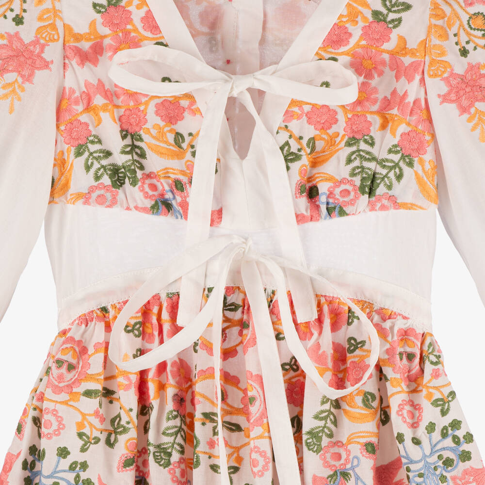 Marlo Kids-Girls Embroidered Floral Cotton Dress | Childrensalon Outlet