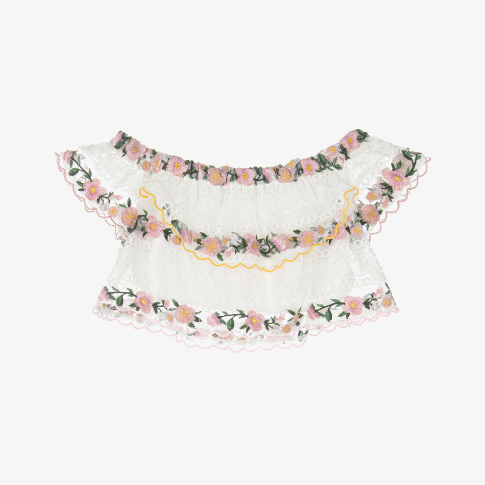 Marlo Kids-Girls Floral Lace Crop Blouse | Childrensalon Outlet