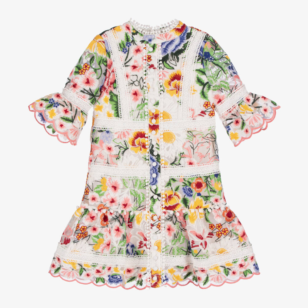 Marlo Kids-Girls Floral Organza Embroidered Dress | Childrensalon Outlet