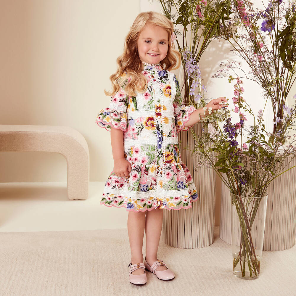 Marlo Kids-Girls Floral Organza Embroidered Dress | Childrensalon Outlet
