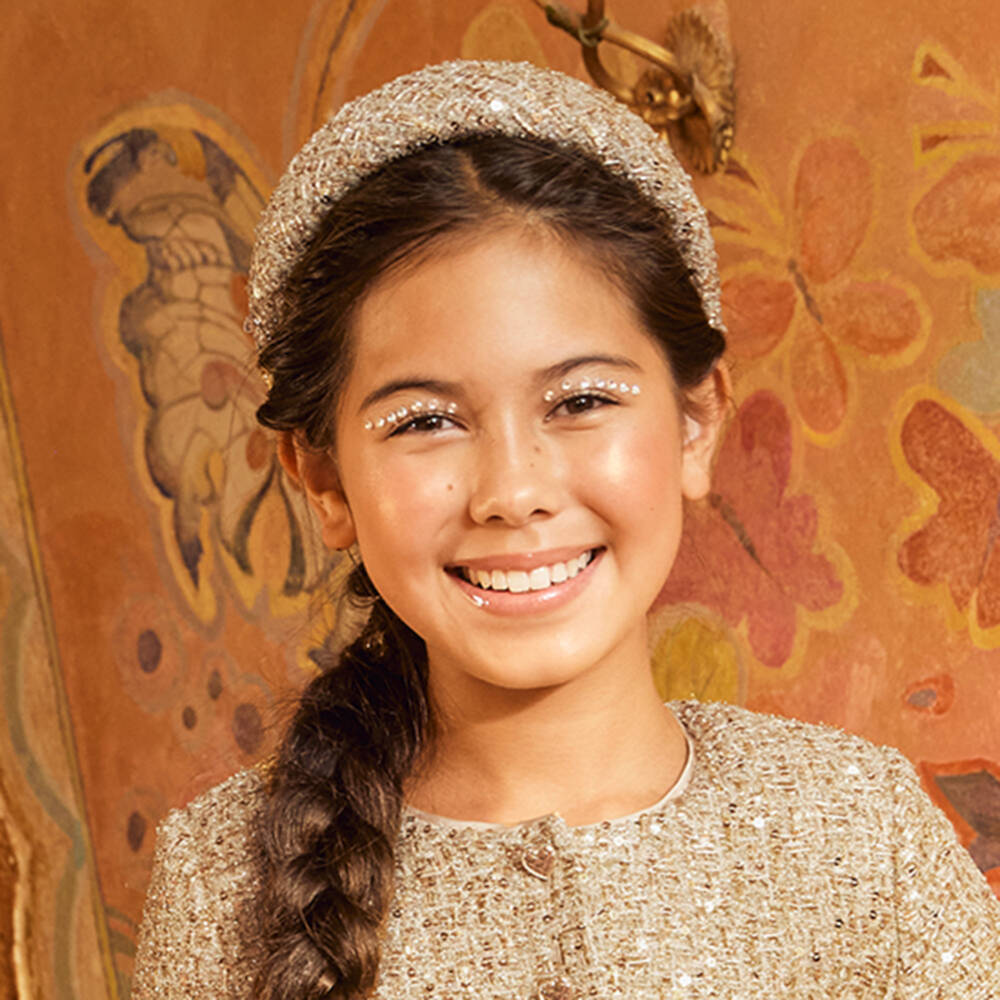 Marlo Kids-Girls Glittery Gold Tweed Hairband | Childrensalon Outlet