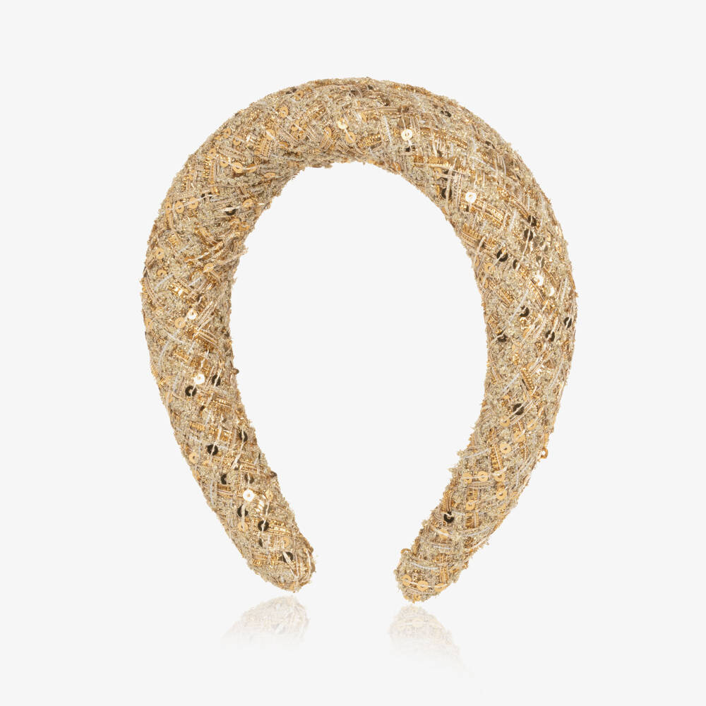 Marlo Kids-Girls Glittery Gold Tweed Hairband | Childrensalon Outlet