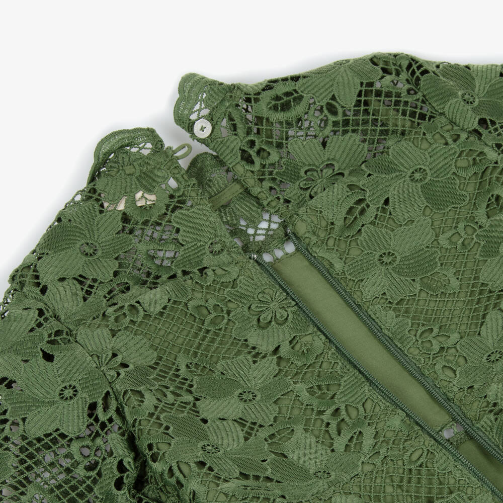 Marlo Kids-Girls Green Guipure Lace Dress | Childrensalon Outlet