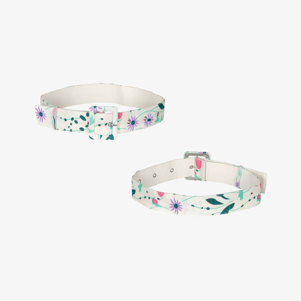 Marlo Kids-Girls Green & White Organza Floral Frock | Childrensalon Outlet