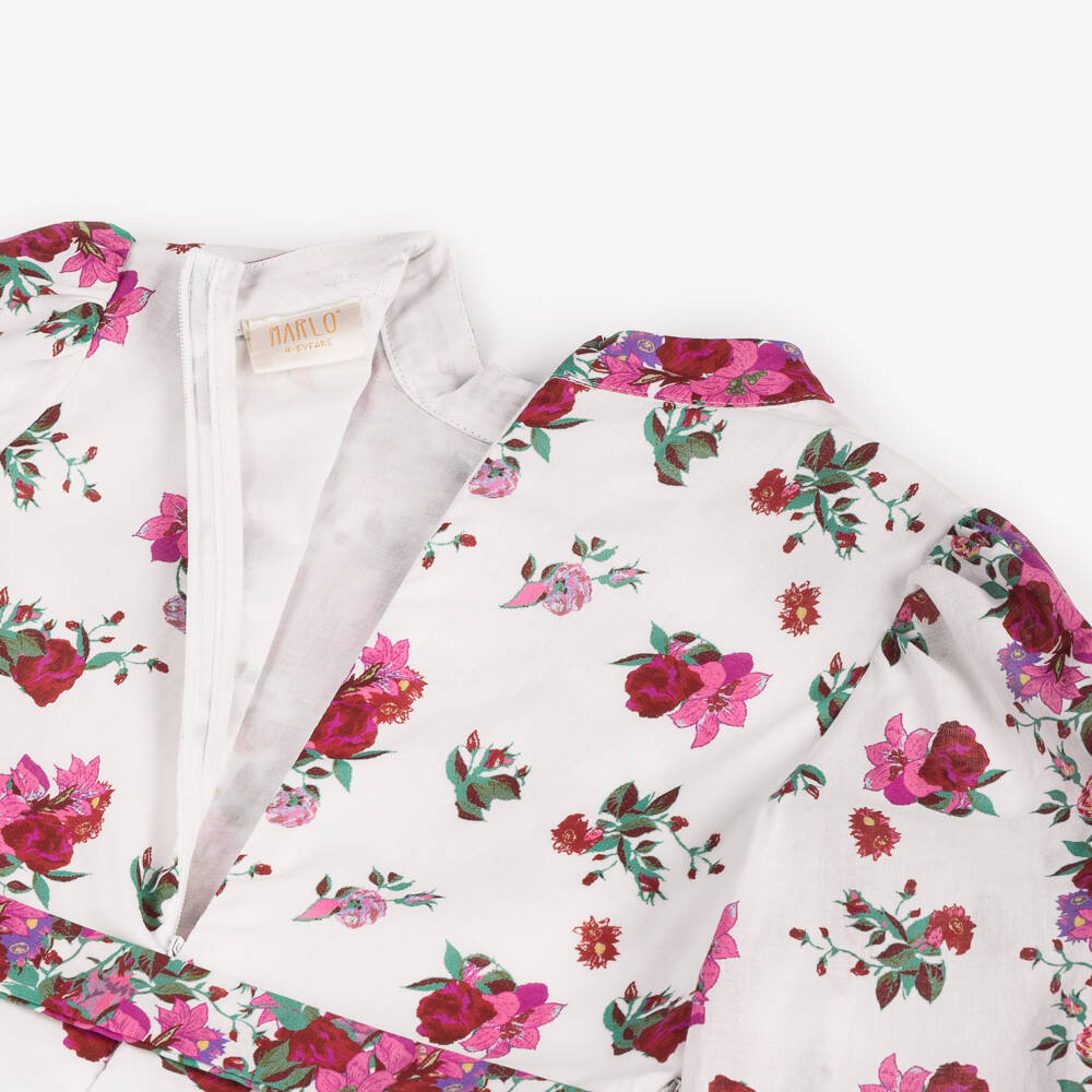 Marlo Kids-Girls Ivory & Blush Floral Dress | Childrensalon Outlet