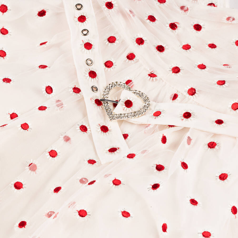 Marlo Kids-Кремовое платье из тюля с украшением в виде ромашек для девочек | Childrensalon Outlet