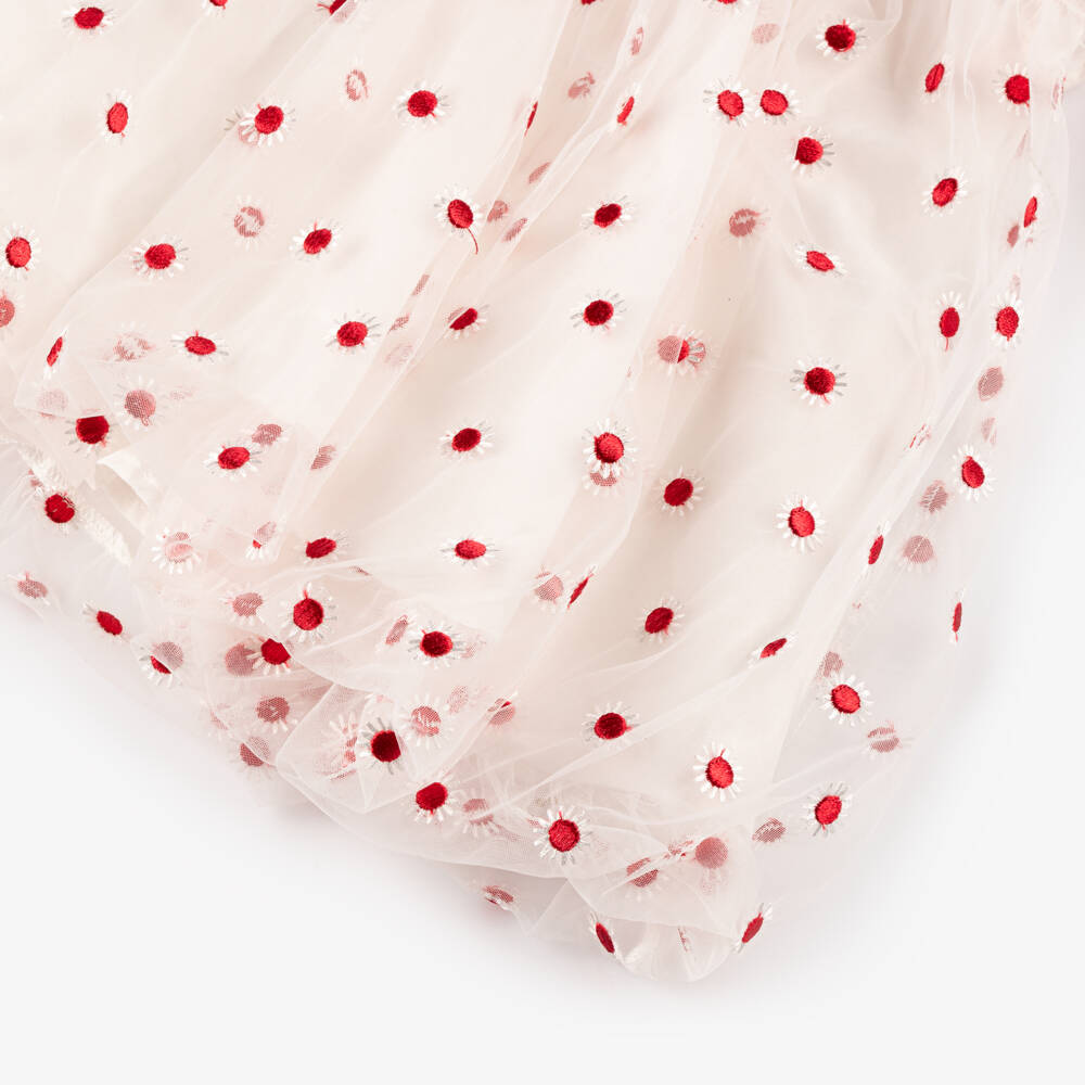 Marlo Kids-Кремовое платье из тюля с украшением в виде ромашек для девочек | Childrensalon Outlet