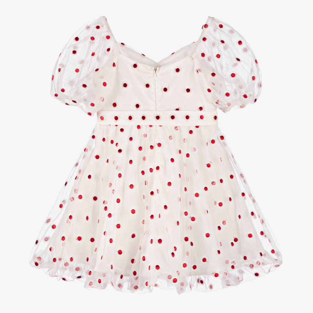 Marlo Kids-Кремовое платье из тюля с украшением в виде ромашек для девочек | Childrensalon Outlet
