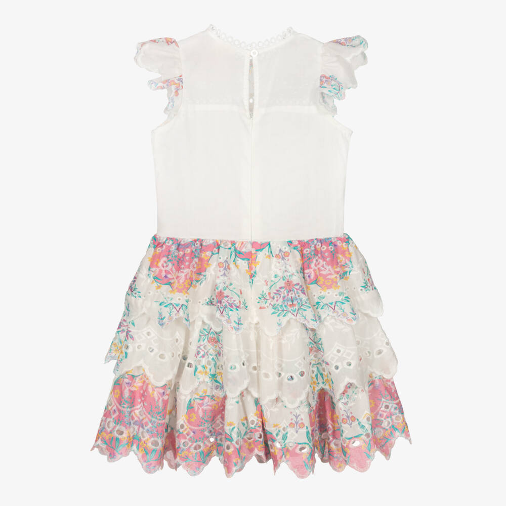 Marlo Kids-Кремовое платье с цветочной вышивкой для девочек | Childrensalon Outlet