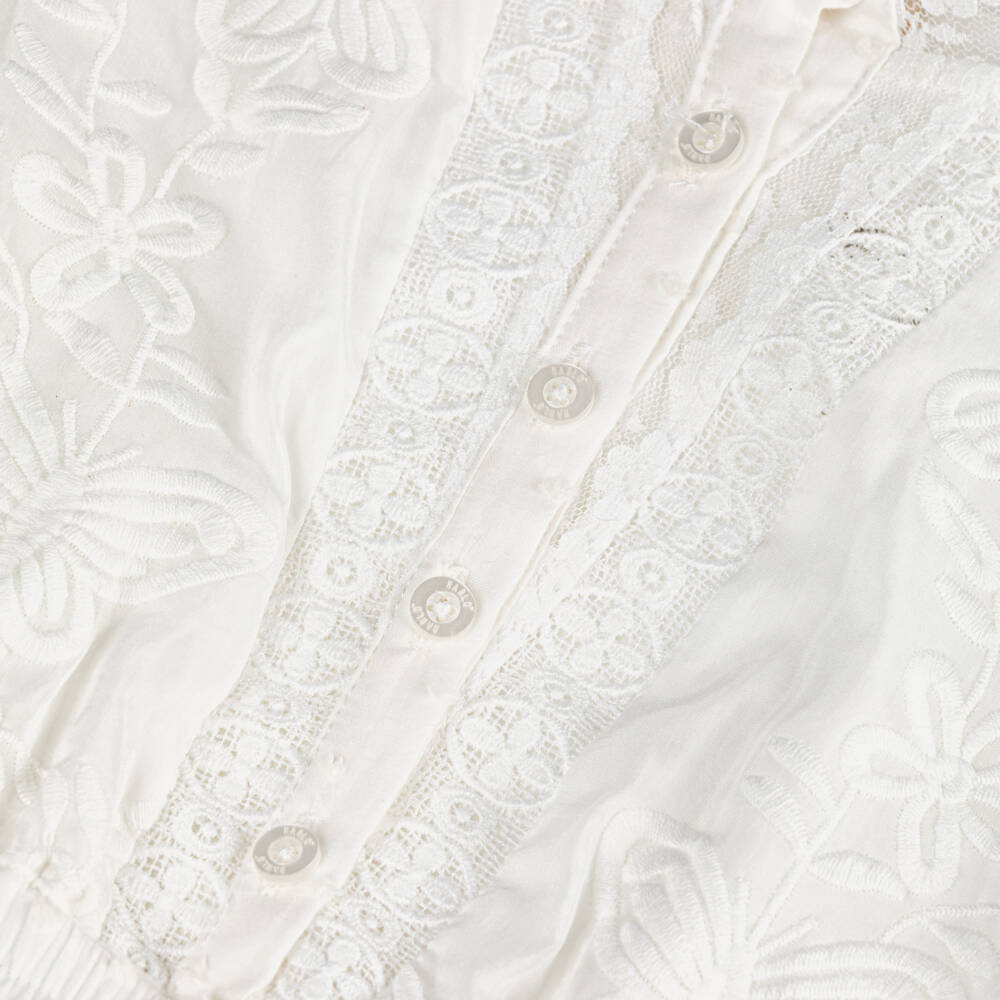 Marlo Kids-Girls Ivory Lace Button Dress | Childrensalon Outlet