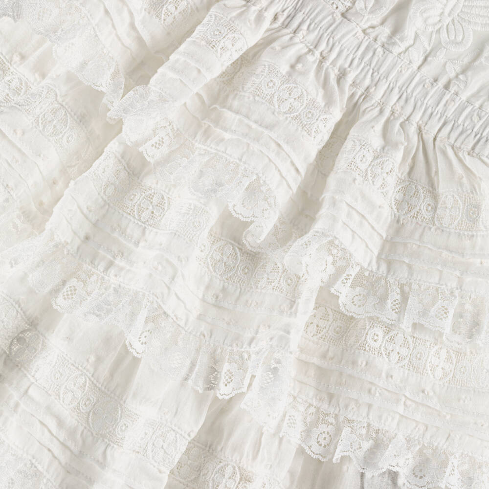 Marlo Kids-Girls Ivory Lace Button Dress | Childrensalon Outlet