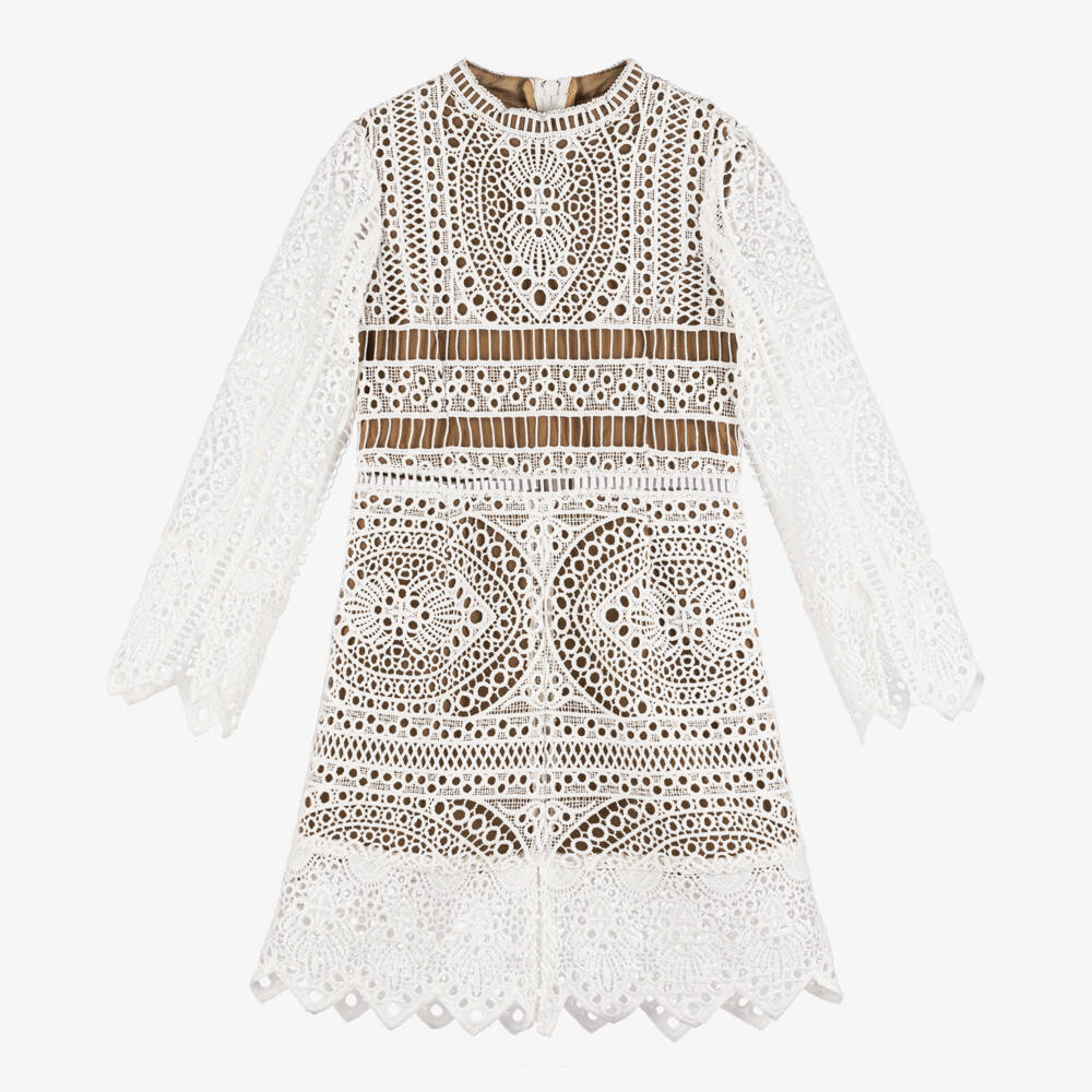 Marlo Kids-Girls Ivory Lace Guipure Dress | Childrensalon Outlet