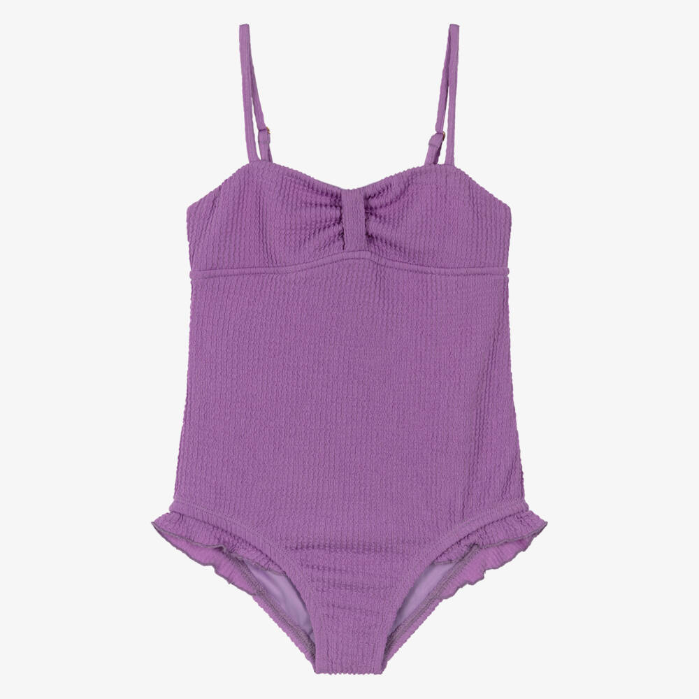 Marlo Kids-Girls Lilac Purple Crinkle Fabric Swimsuit | Childrensalon Outlet