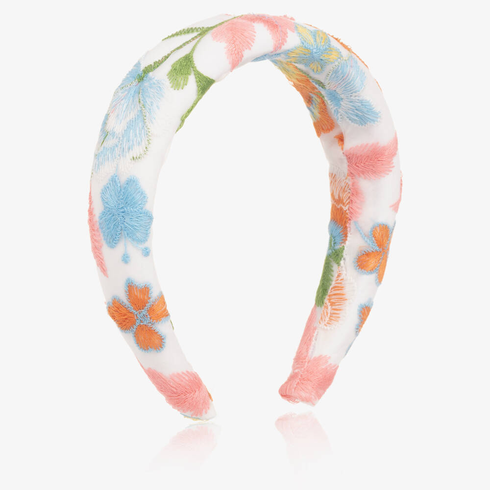 Marlo Kids-Girls Multicolor Floral Satin Headband | Childrensalon Outlet