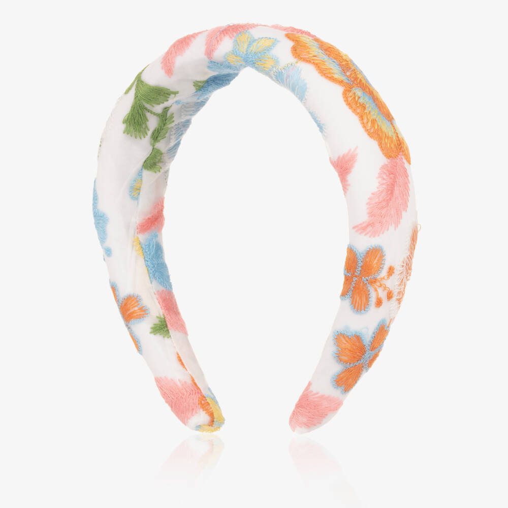 Marlo Kids-Girls Multicolor Floral Satin Headband | Childrensalon Outlet