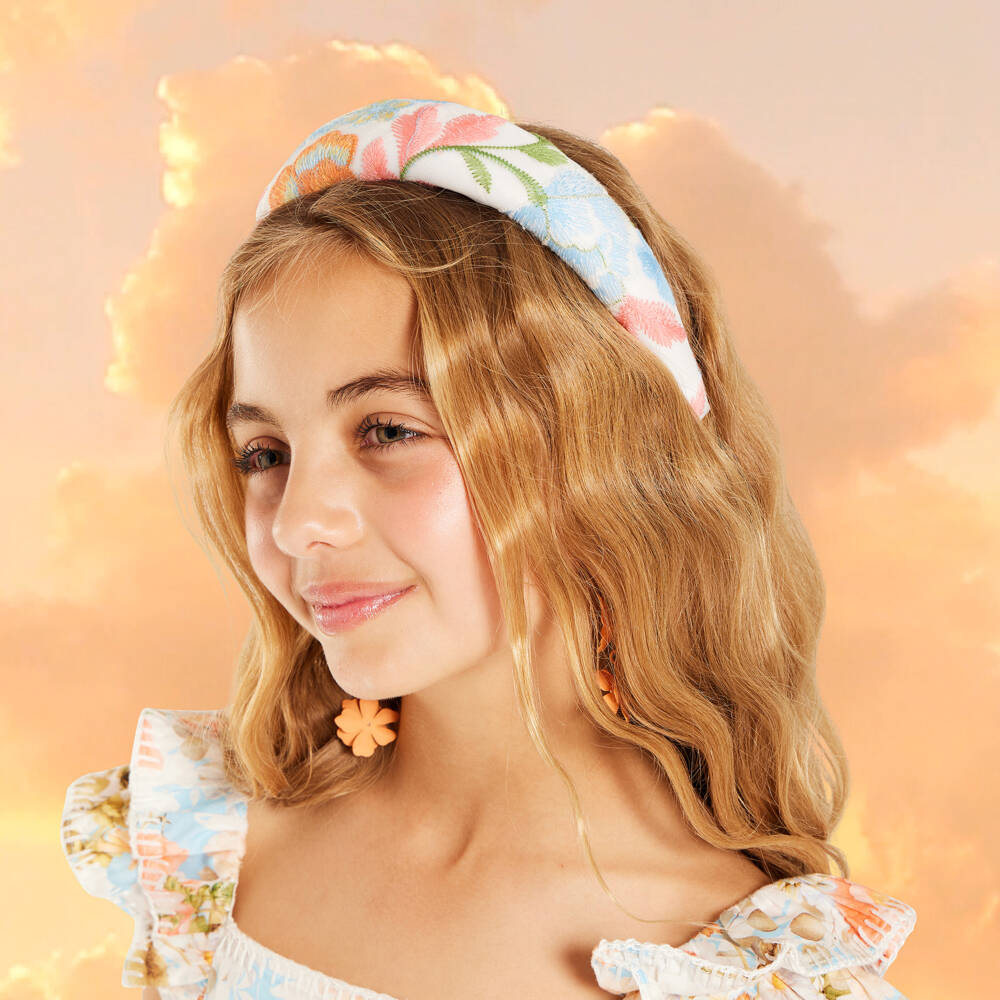 Marlo Kids-Girls Multicolor Floral Satin Headband | Childrensalon Outlet