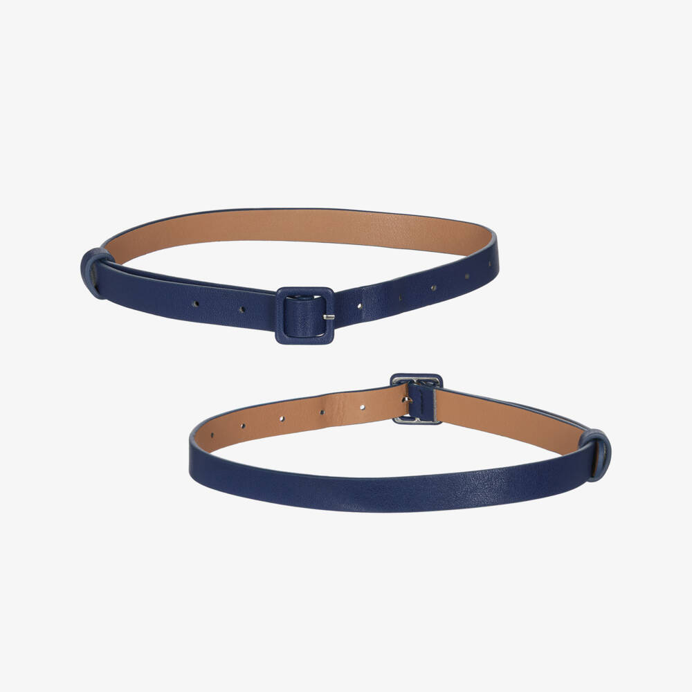 Marlo Kids-Girls Navy Blue Guipure Lace Belted Dress | Childrensalon Outlet