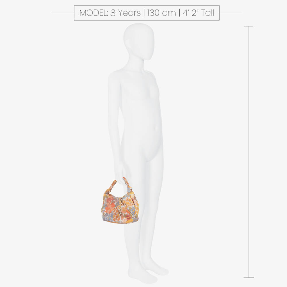 Marlo Kids-Girls Orange Floral Cotton Handbag (24cm) | Childrensalon Outlet