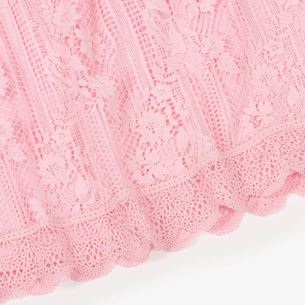 Marlo Kids-Girls Pale Pink Guipure Lace Maxi Dress | Childrensalon Outlet