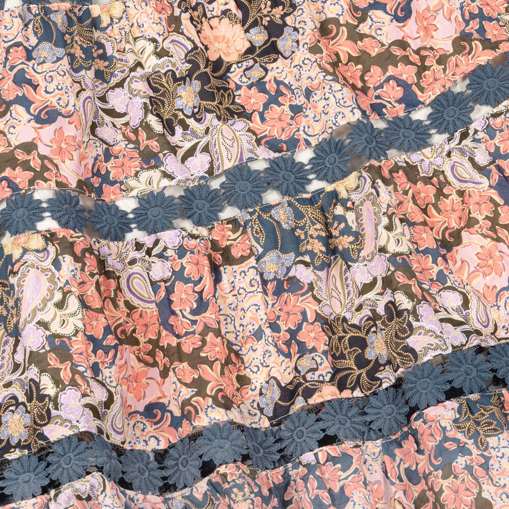 Marlo Kids-Girls Pink & Blue Floral Organza Dress | Childrensalon Outlet