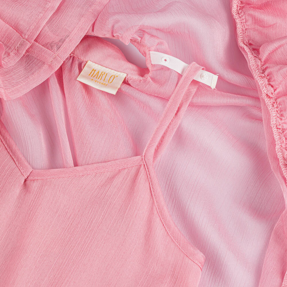 Marlo Kids-Girls Pink Crêpe Chiffon Cape Dress Set | Childrensalon Outlet