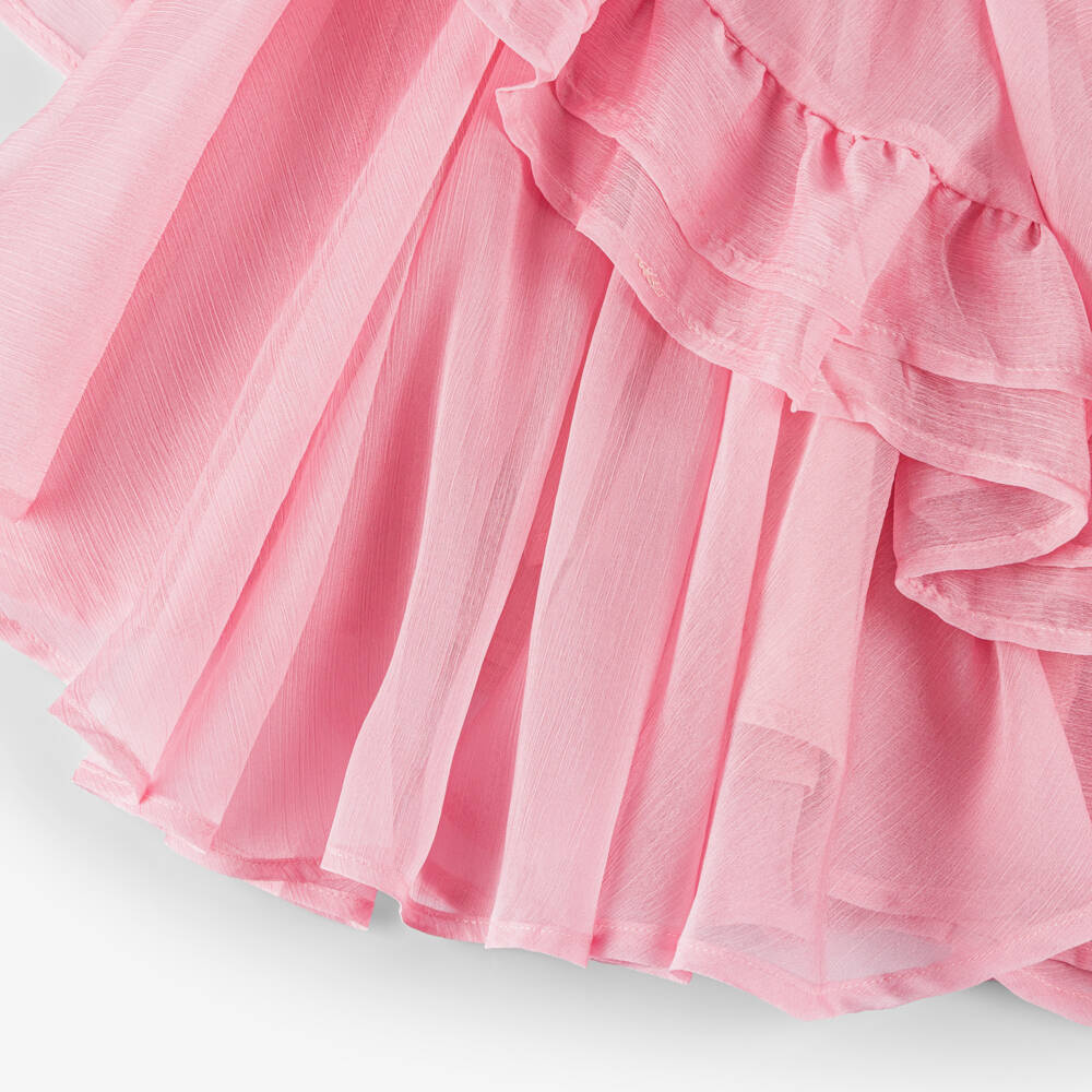Marlo Kids-Girls Pink Crêpe Chiffon Cape Dress Set | Childrensalon Outlet