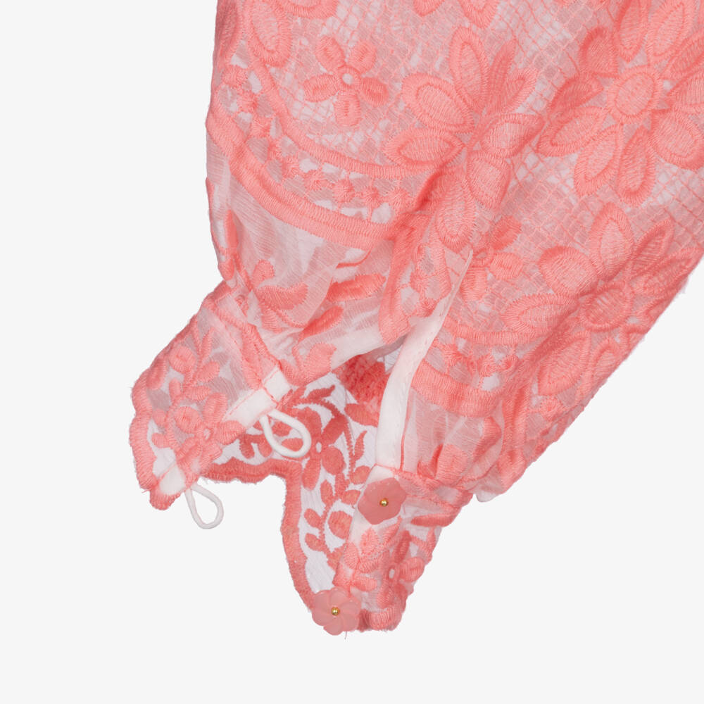 Marlo Kids-Girls Pink Embroidered Chiffon Dress | Childrensalon Outlet