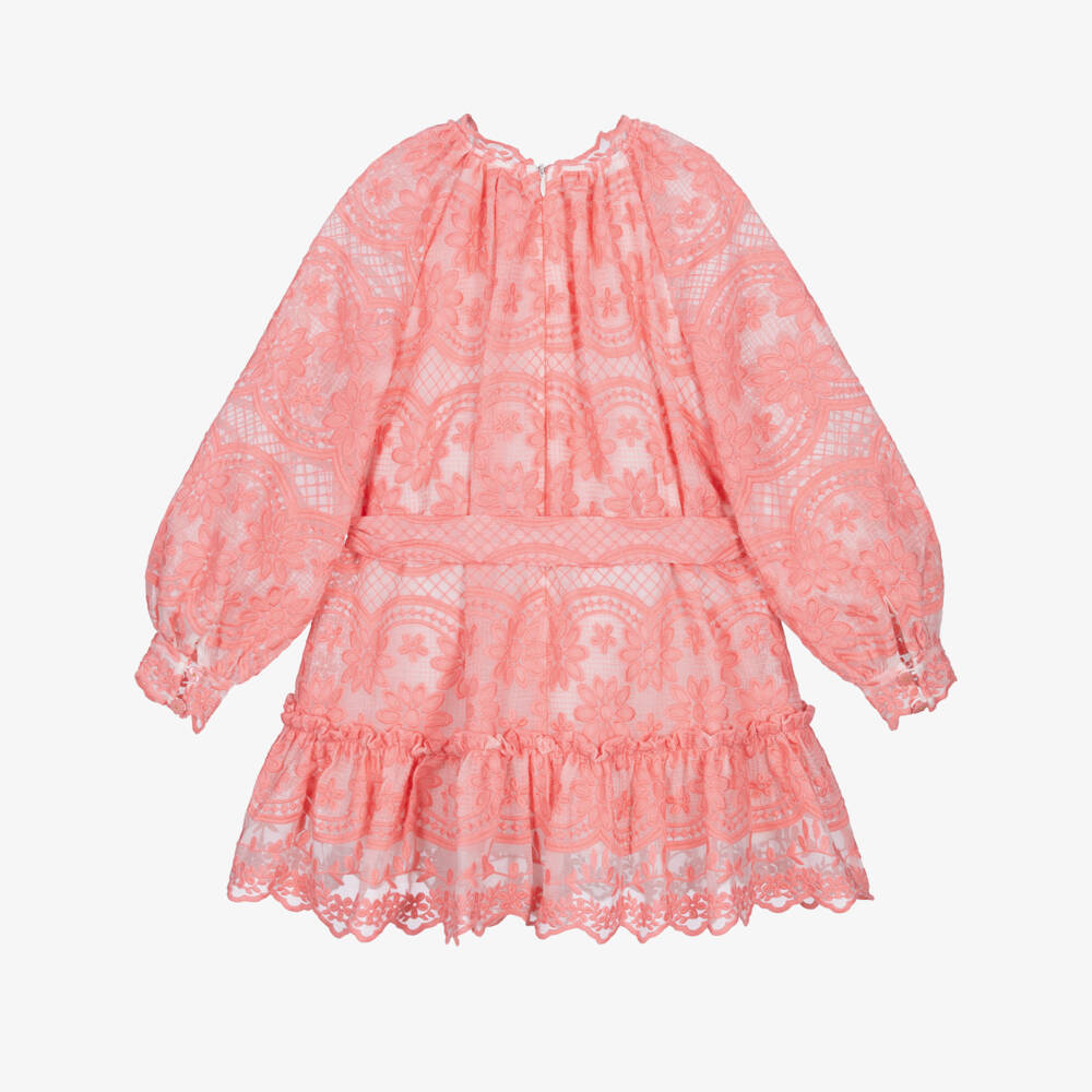 Marlo Kids-Girls Pink Embroidered Chiffon Dress | Childrensalon Outlet