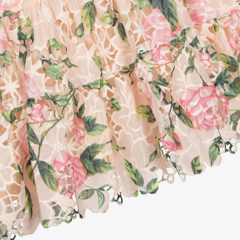Marlo Kids-Girls Pink Embroidered Floral Chiffon Dress | Childrensalon Outlet