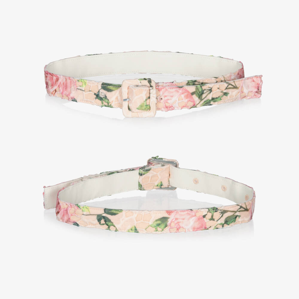 Marlo Kids-Girls Pink Embroidered Floral Chiffon Dress | Childrensalon Outlet