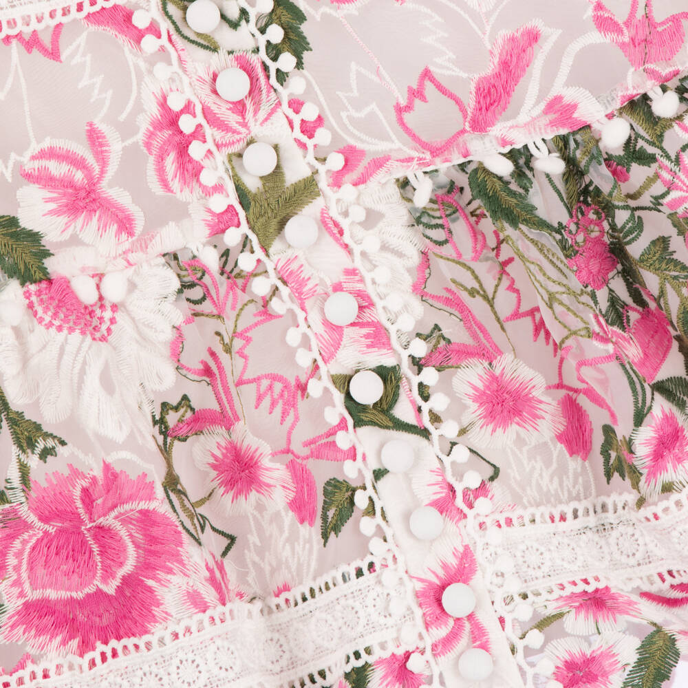 Marlo Kids-Girls Pink Embroidered Floral Dress | Childrensalon Outlet