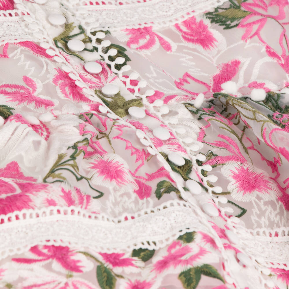 Marlo Kids-Girls Pink Embroidered Floral Dress | Childrensalon Outlet