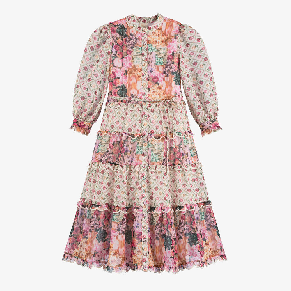 Marlo Kids-Girls Pink Floral Chiffon Dress | Childrensalon Outlet