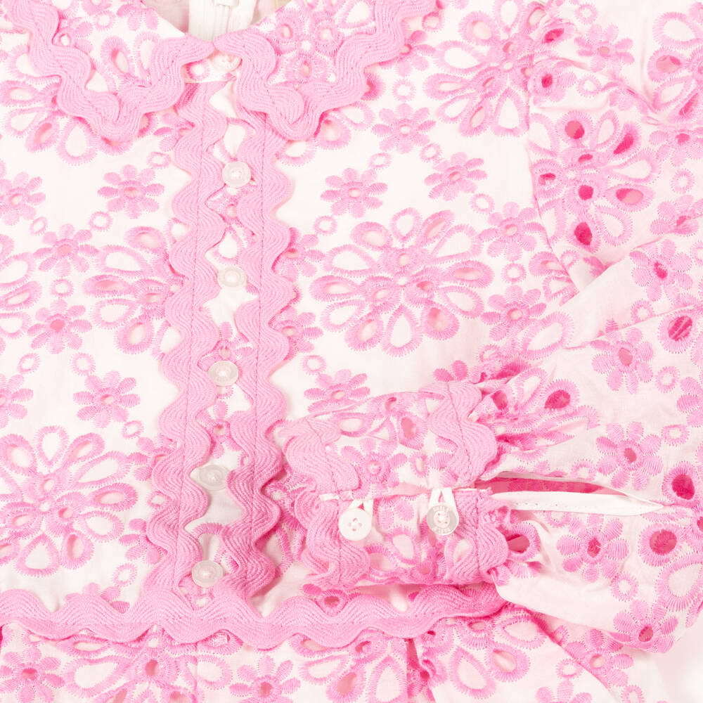 Marlo Kids-Girls Pink Floral Cotton Romper | Childrensalon Outlet