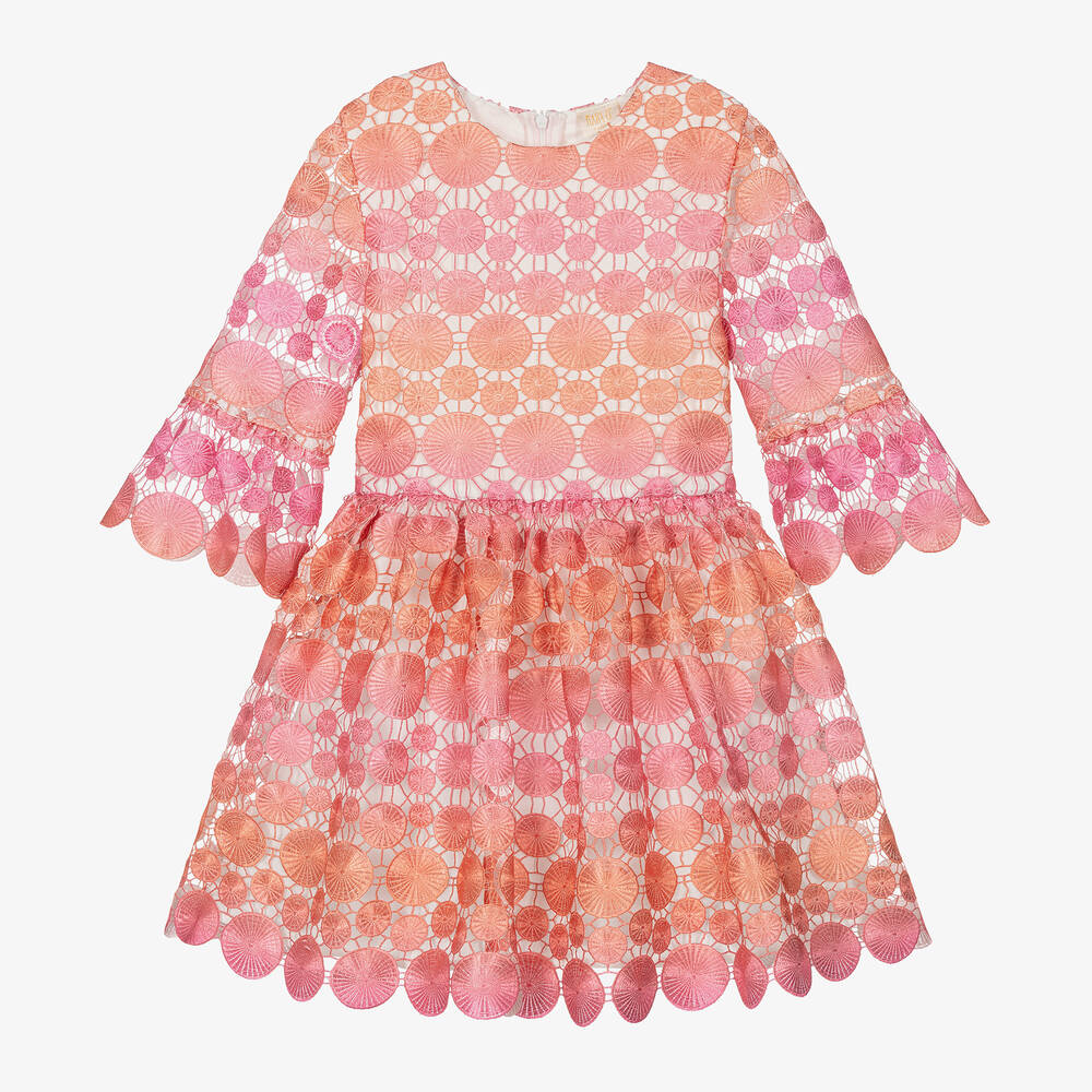 Marlo Kids-Girls Pink Ombré Embroidered Dress | Childrensalon Outlet