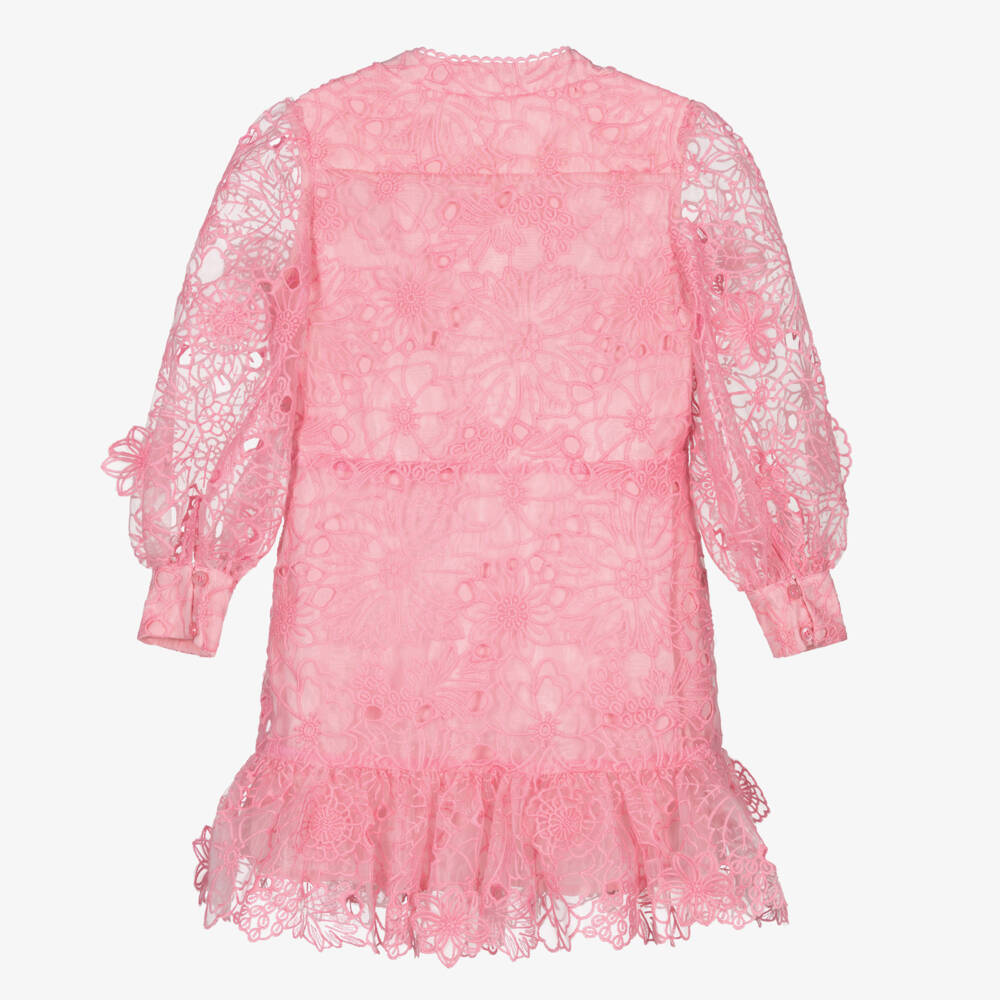 Marlo Kids-فستان بناتي وردي من الأورجانزا مزين بالزهور | Childrensalon Outlet