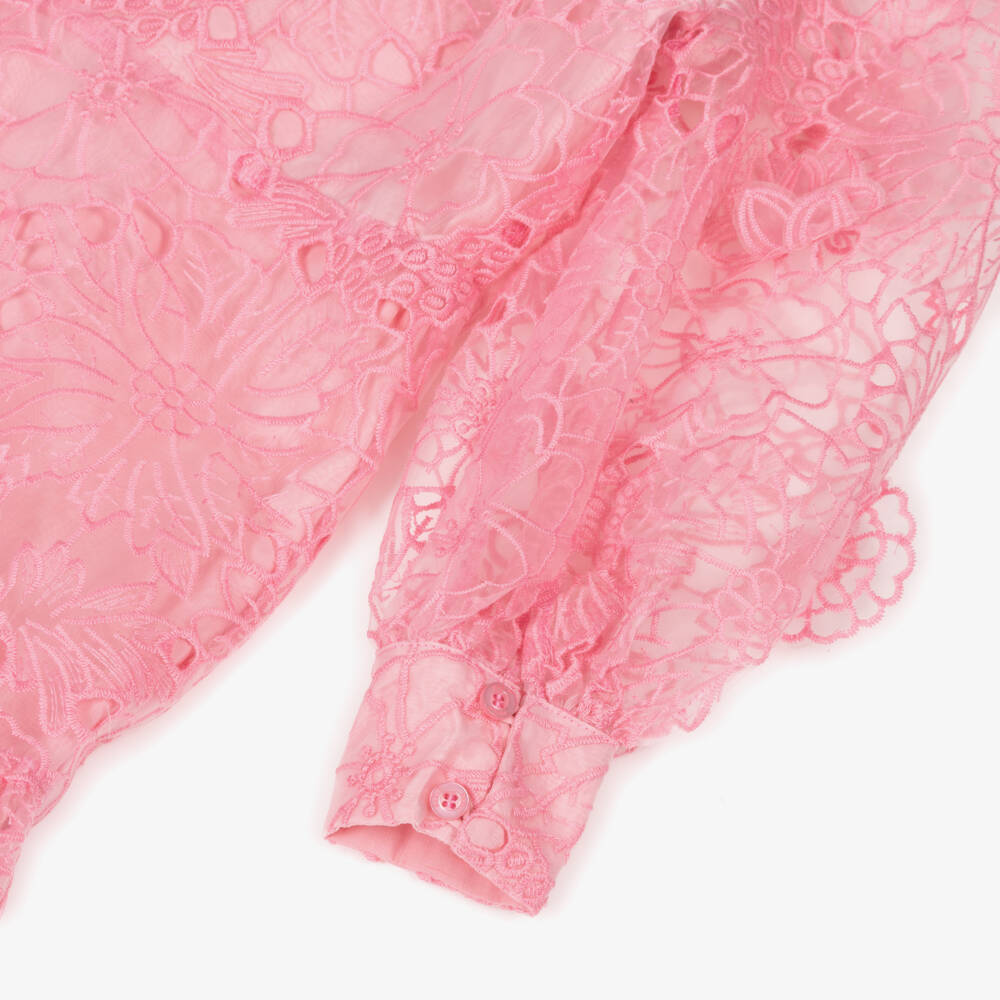 Marlo Kids-فستان بناتي وردي من الأورجانزا مزين بالزهور | Childrensalon Outlet