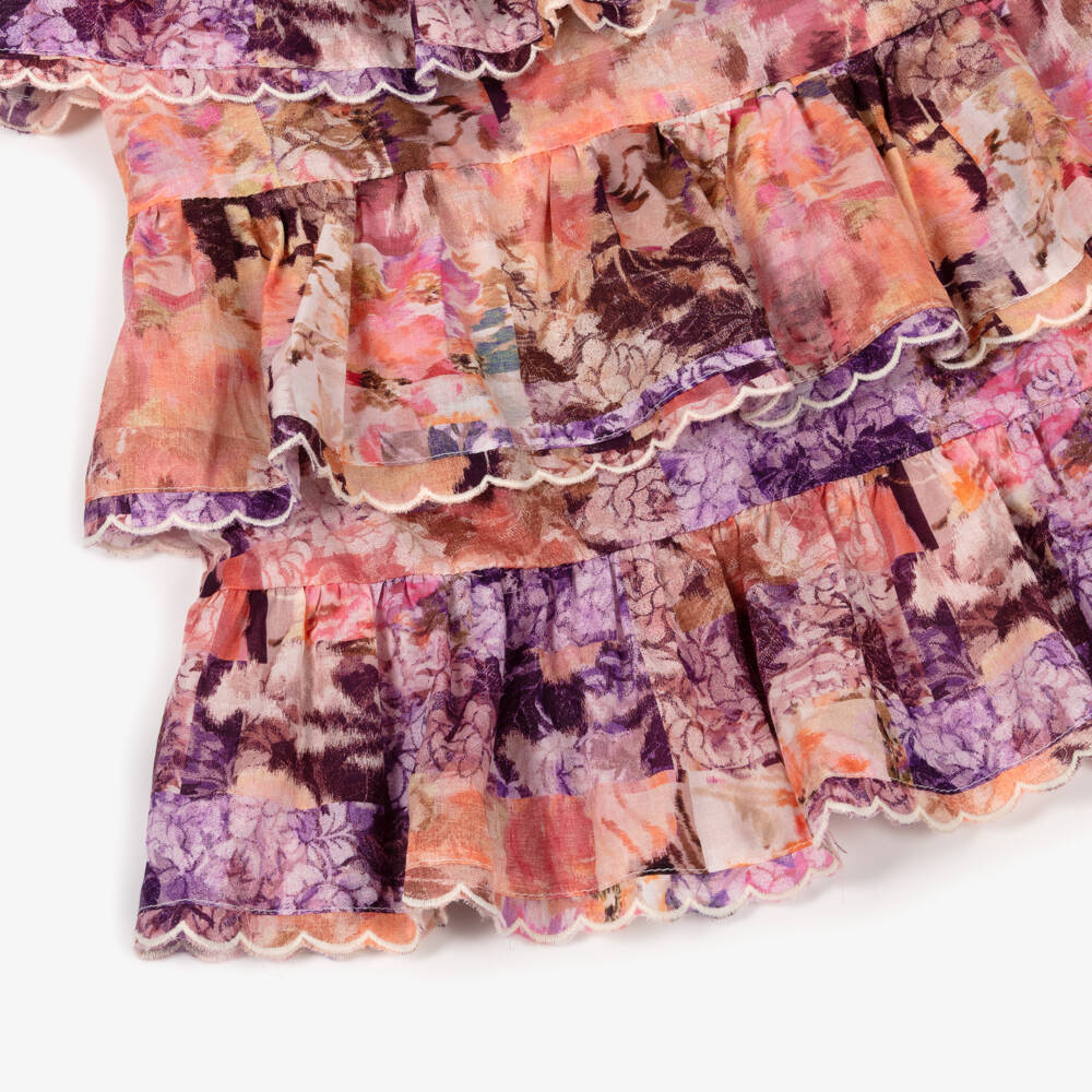 Marlo Kids-Girls Pink & Purple Abstract Floral Maxi Dress | Childrensalon Outlet