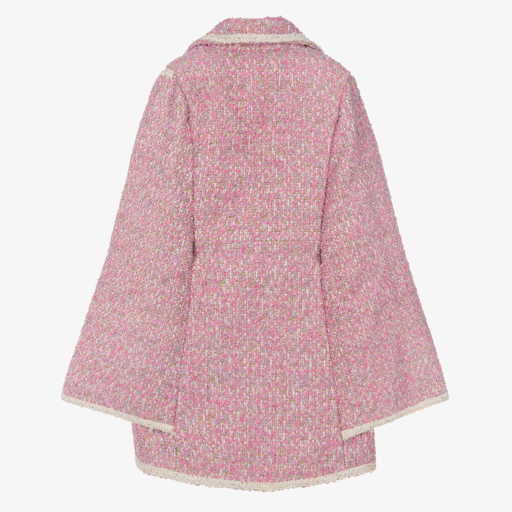 Marlo Kids-Girls Pink Tweed Cape Dress | Childrensalon Outlet
