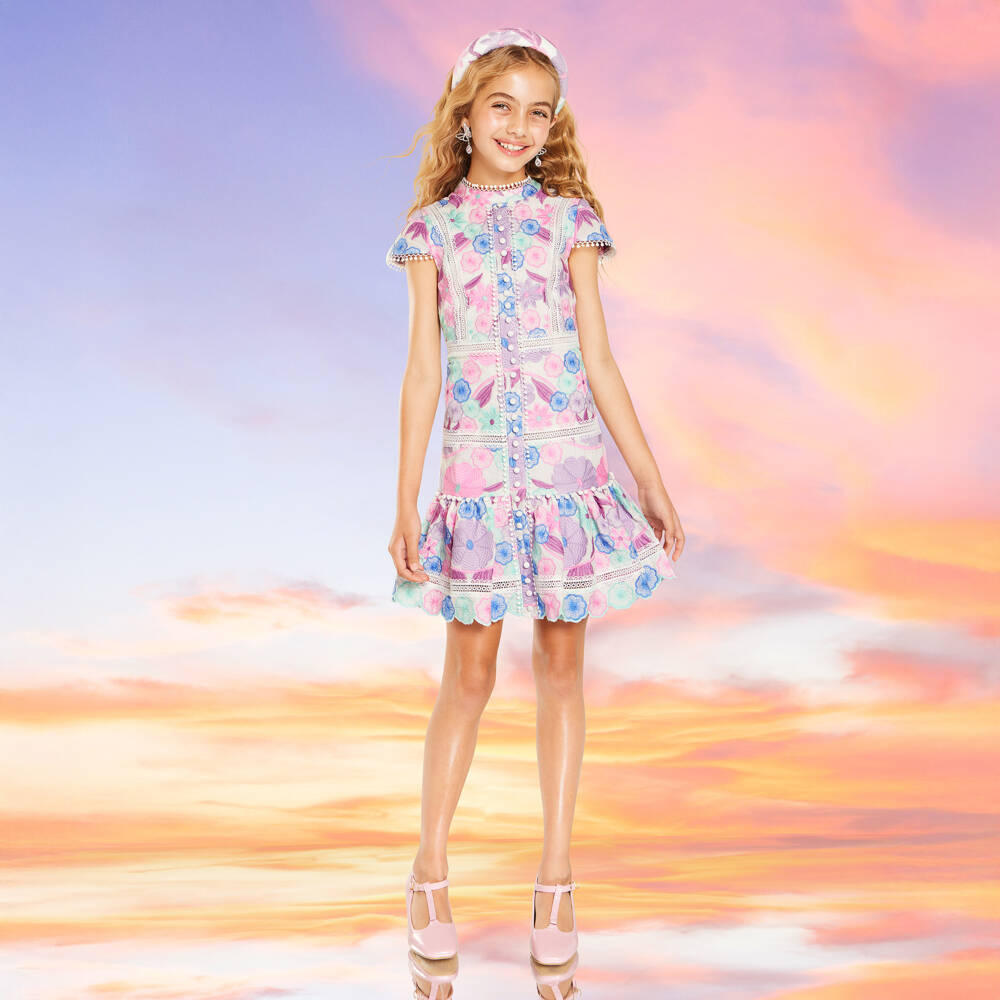 Marlo Kids-Платье Цветочная Радость розовое и белое для девочек | Childrensalon Outlet